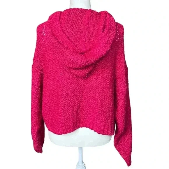 Anthropologie - Pilcro Sailcloth Hooded Sweater in Raspberry - Size Small - Picture 3 of 4